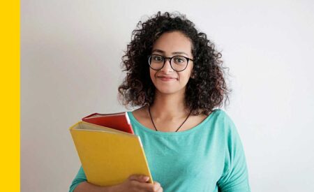 woman with folders
